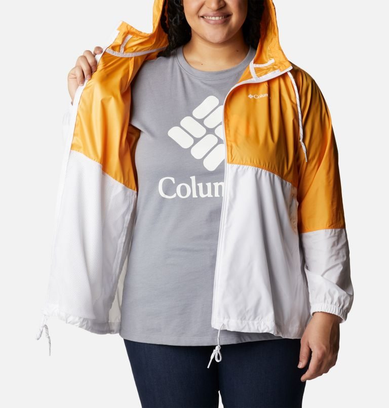 Columbia Flash Forward Windbreaker Jakke Dame Mango Hvite | Plus Size 74028C